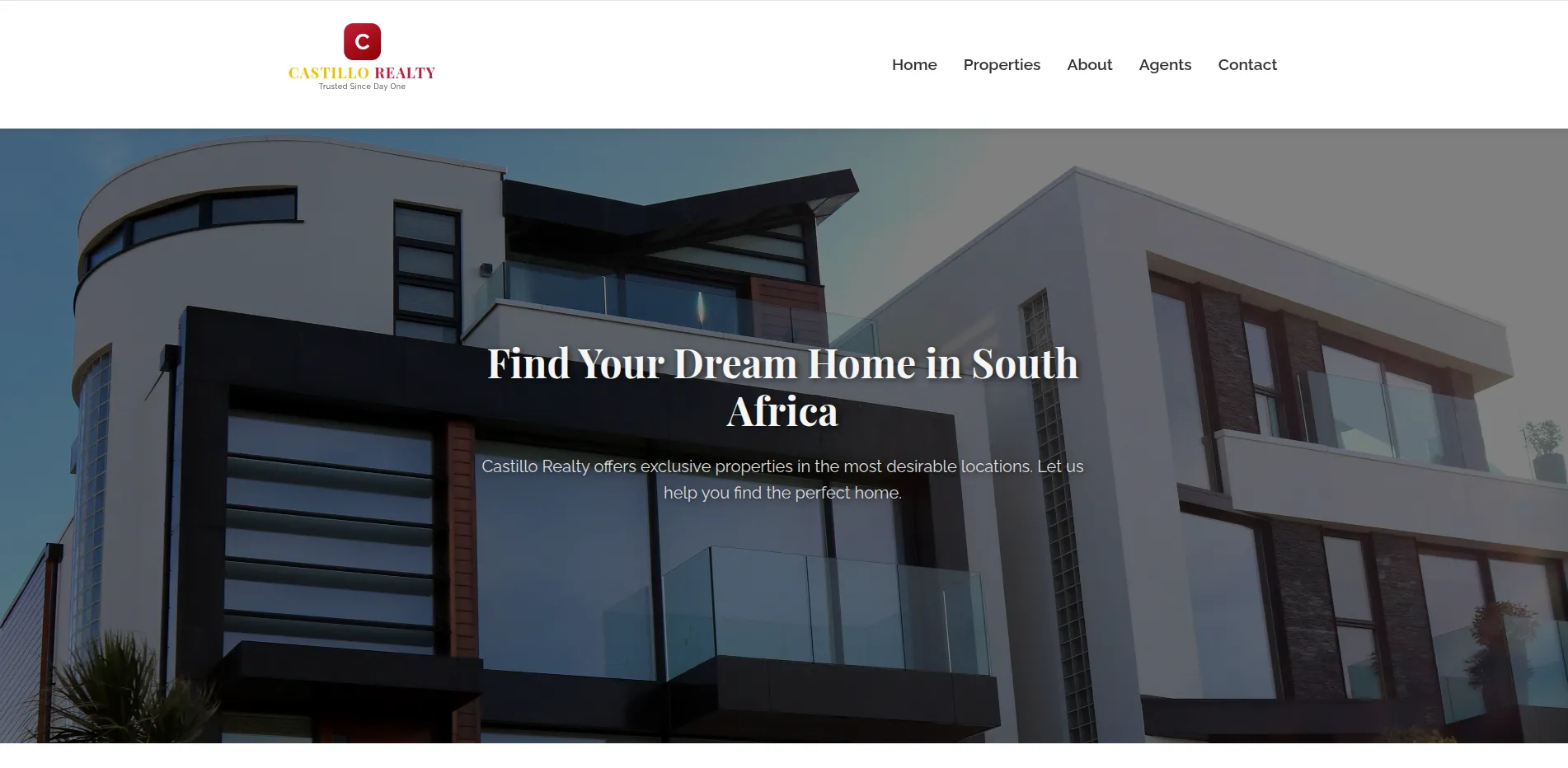 Professional real estate business website built by QuietRise web design agency, South Africa