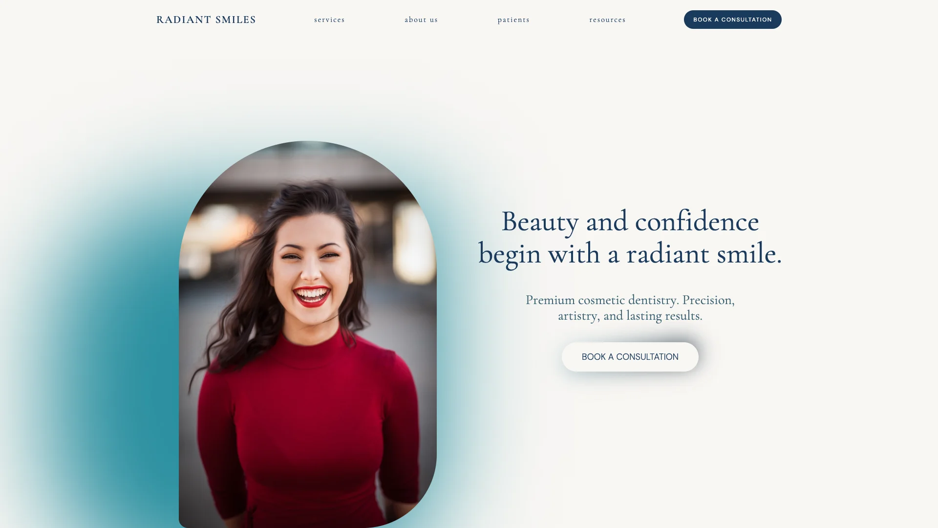 Radiant Smiles Dental premium dental practice website designed by QuietRise, Sandton, Johannesburg