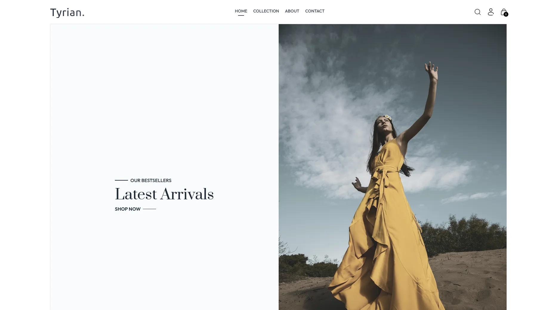 Custom React e-commerce fashion website designed and developed by QuietRise for Tyrian, South Africa